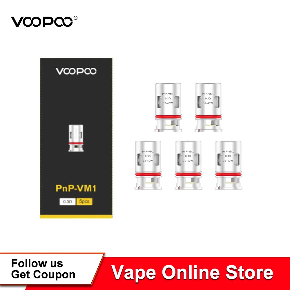 

5PCS/PACK VOOPOO PnP-VM1Coil 0.3ohm Mesh Coil Replacement Coil For VOOPOO VINCI R Pod VINCI Pod Vape Kit