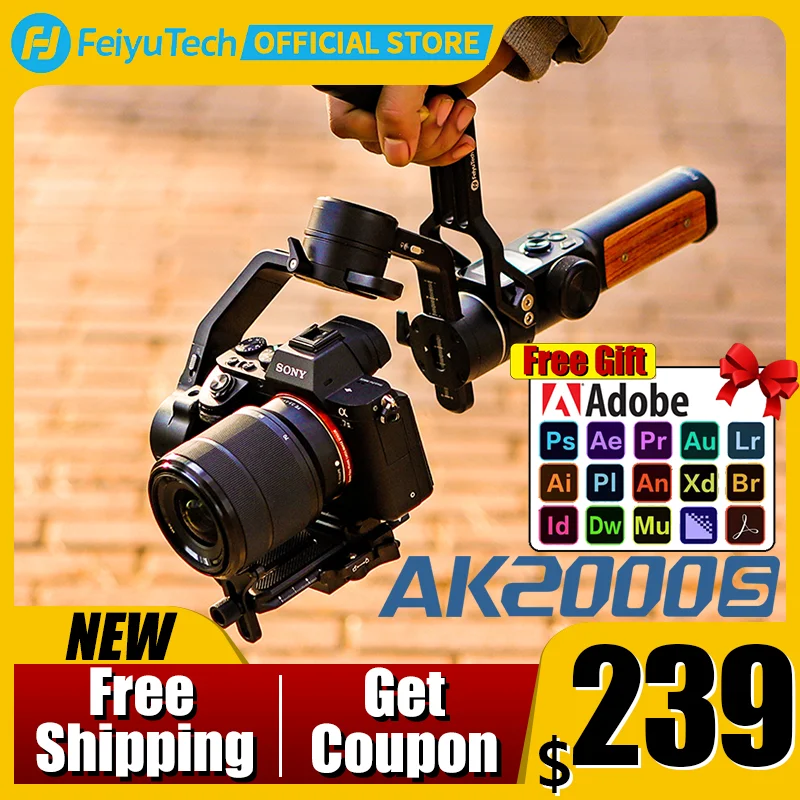 FeiyuTech AK2000S Camera Gimbal Stabilizer 3 Axis DSLR Mirrorless Handheld Video Gimbal Fit For