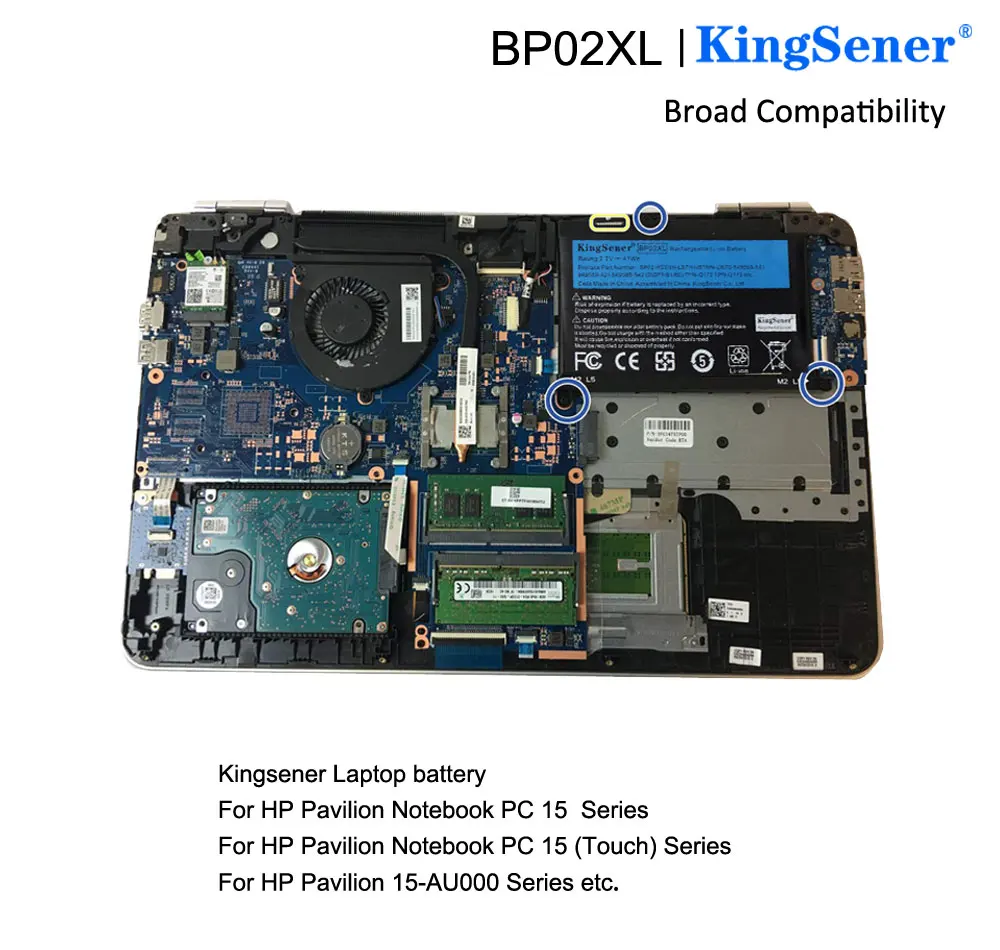 Kingsener-bateria do Portátil para hp Pavilion pc 15 15-au 849909850 849569421 Tpn-q172 Tpn-q175 5324mah Bp02xl - Imagem 5