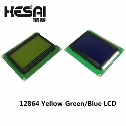 Módulo de exibição lcd de luz de fundo, 12864 128x64 pontos, cor amarela verde/azul com porta paralela st7920 para kit arduino diy
