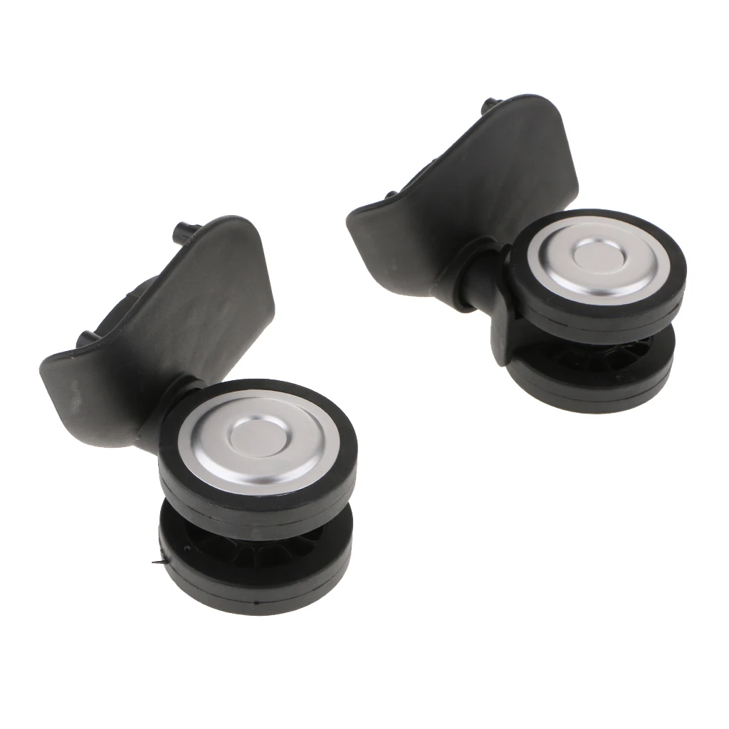 2 Packs Plastic Left & Right Luggage Suitcase Wheels Swivel Universal Casters Replacement Part (Dual Roller ) YJ-2016 Black