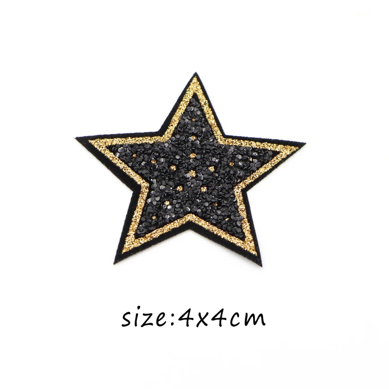 10 шт./лот, блестящая Звезда, нашивка, железные наклейки на одежду, джинсы, Аппликации, сделай сам, пальто, штаны, нашивка, нашивка - Цвет: 4.5cm  Star
