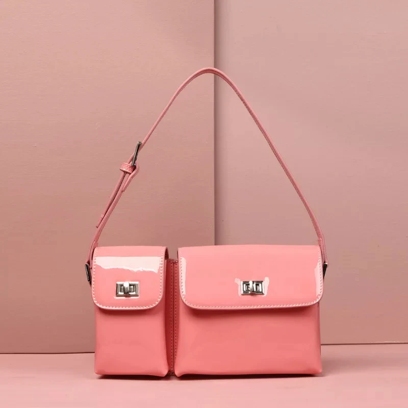 pink Новинка, европейский стиль, высококачественные кожаные сумки, модные простые однотонные сумки-мессенджеры с замком - Цвет: pink