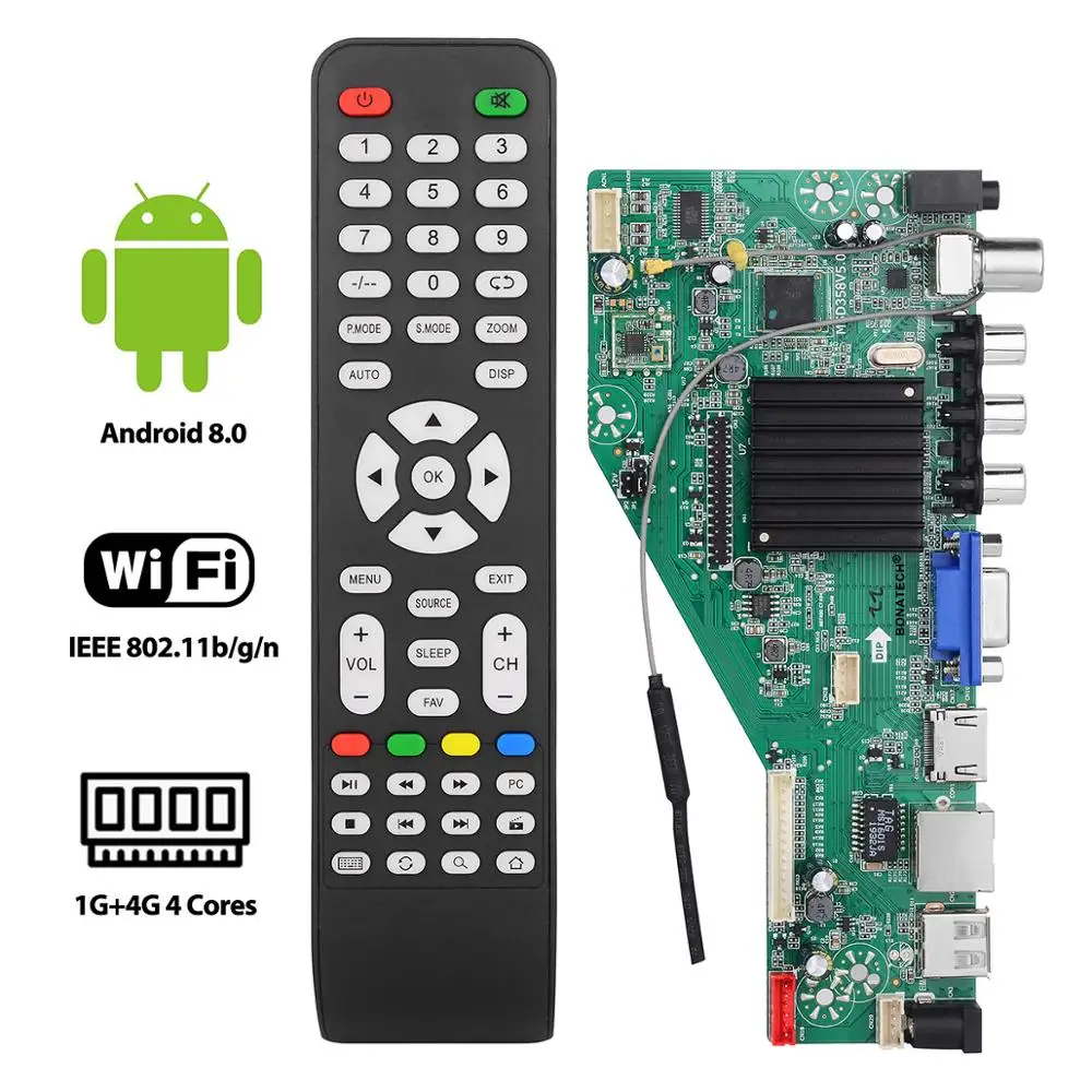 Плата драйвера для smart TV MSD358V5.0 Android 1G + 4G беспроводная сетевая Wi Fi ЖК материнская