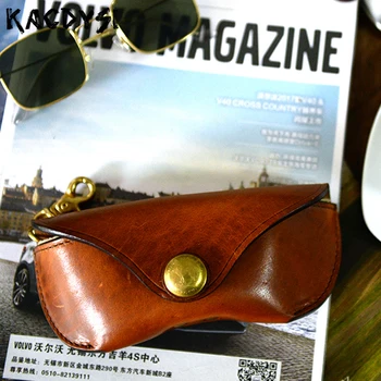 

Head Layer of Leather Vintage Men Unisex Sunglasses Wallets Tanned Original Luxury Women Glasses Case Top Quality Glasses Wallet