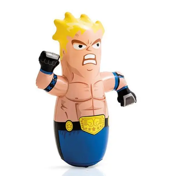 Boxing Animal Tumbler Wrestler Cartoon Shape Anti Stress Set Inflatable Punch Bag for Kids Fitness Children Toys Indoor Outdoor Yellow doll