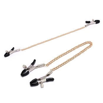 1 Pair Metal Bondage Nipple Clamps Chain Nipple Clips Labia Clamps Slave BDSM Women Toys Adult Sex Games Vagina Labia Spreader 5