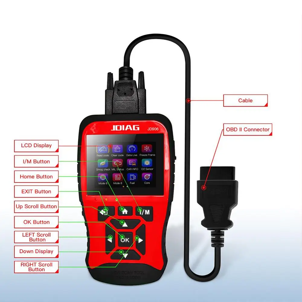 Профессиональный Автомобильный сканер Obd2 JDiag JD906, полная система с русским языком, обновленный сканер кодов OBD2, сканер JD906 KW850