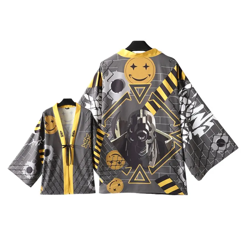 

Japan Anime No Guns Life Cosplay Costumes Juzo Inui Chiffon Yukata Kimono Cloak Haori Cardigan Coat Sleepwear Tops