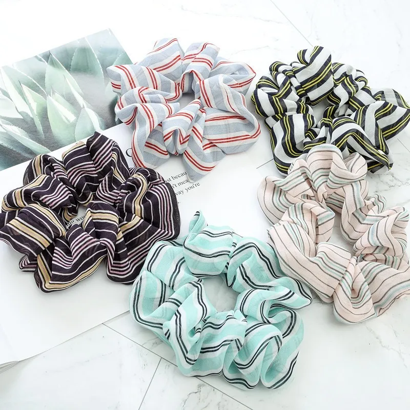 

Lady Hair Scrunchies Ring Elastic Hair Bands Pure Color Bobble Sports Dance Chiffon Soft Charming Scrunchie Hairband