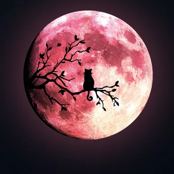 

Bedroom Wall Sticker Removable Glow PVC Luminous Moon Decoration Self Adhensive Pink
