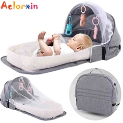 Lit de bébé Portable pour nouveau né, berceau Portable de voyage, Protection solaire, moustiquaire, panier de couchage pliable et respirant pour bébé 