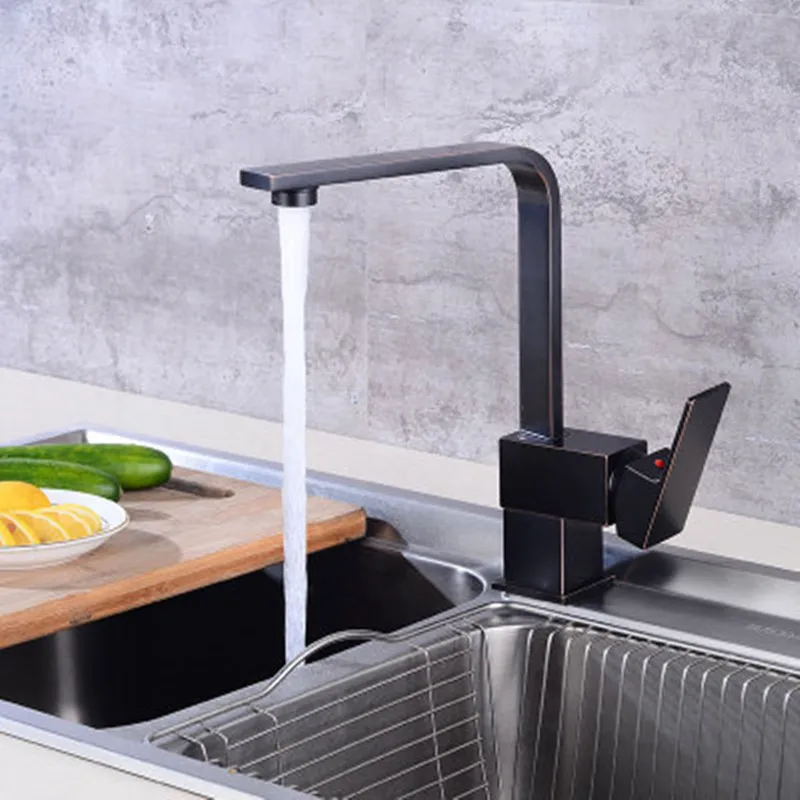Европейский кухонный поворотный кран ретро бак для холодной и горячей воды квадратурный кран для мытья посуды