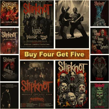 

Heavy Metal Band Slipknot Vintage Poster Kraft Paper Rock Band Posters Bar Poster Wall Stickers Retro Home Decorative Painting