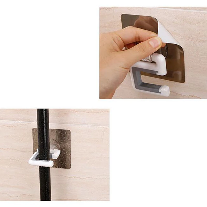 Household Bathroom Mop& Broom Storage Rack Hook Waterproof Wall Mounted Broom Holder Organizer Corner Storage Rack