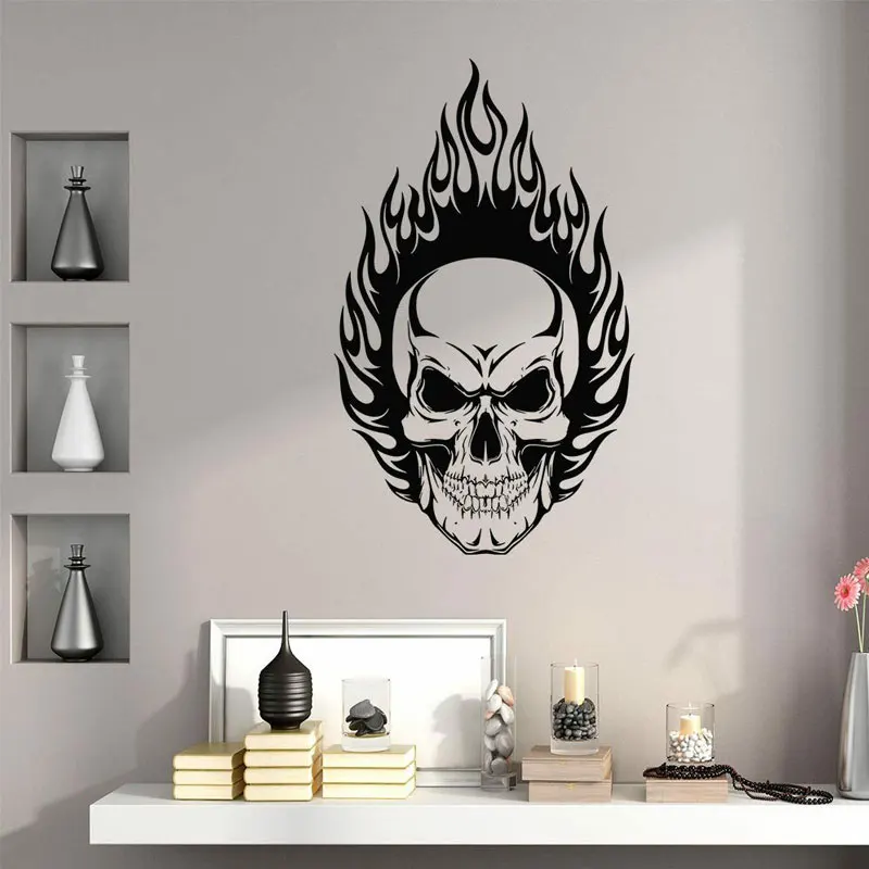 

Creative Design Skulls Ghost Rider Wall Sticker Vinyl Art Home Decor For Boys Room Teens Bedroom Decals Removable Murals 3805