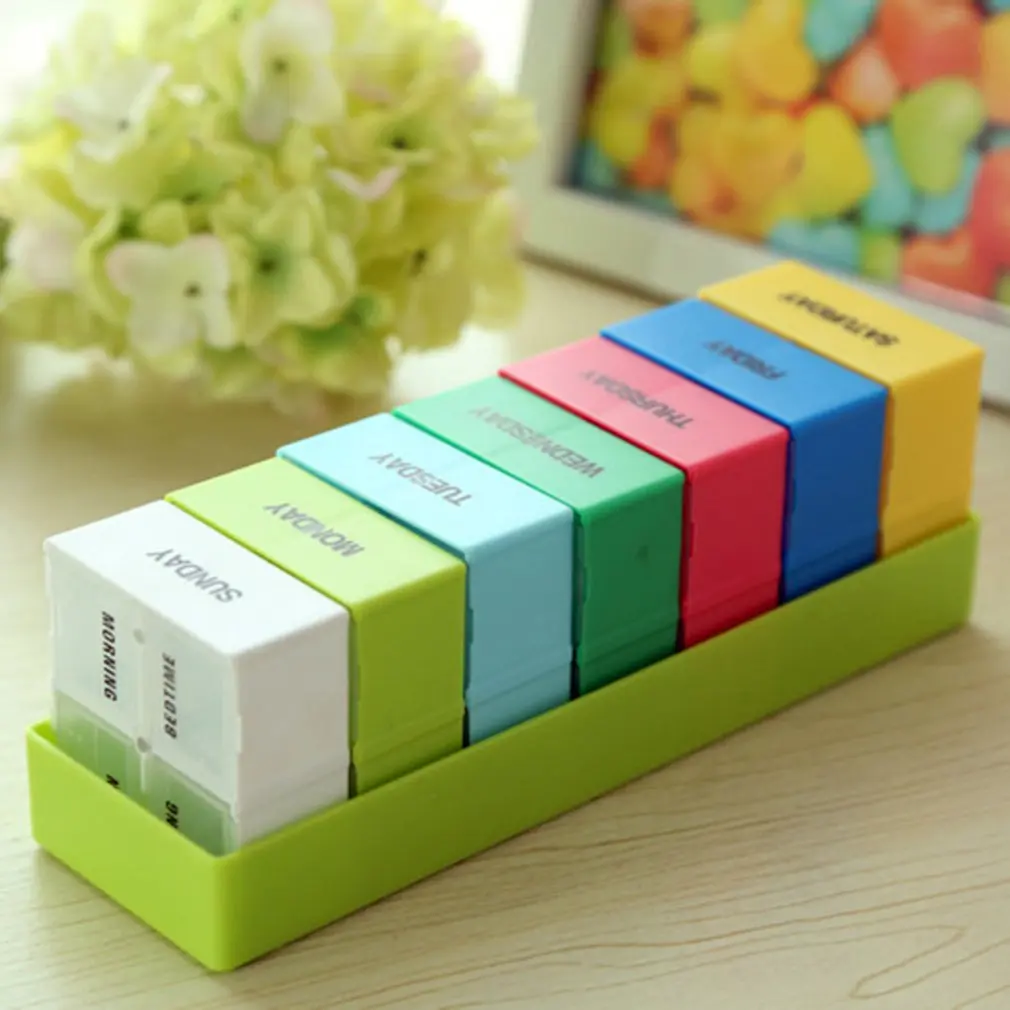 

Portable Medicine Case Box 7 Days/4-Times-A-Day Pill Case Box Moisture Proof Large Capacity Pill Organizer for Travel