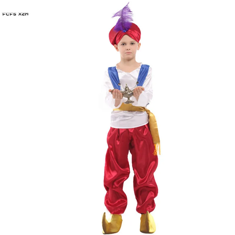 

Boys Fairy tales Aladdin Cosplay Kids Children Halloween Arabian Prince Costumes Carnival Purim parade Stage show Party dress