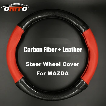 

380MM Car Steer Wheel Cover Steering Wheel protective casing Carbon Fiber & Leather for CX 5 7 9 RX MPV MX AXELA/CX-5/ATENZA