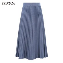 Демисезонный женские Модные Высокая Талия однотонная плиссированная юбка Цвет эластичный Повседневное Вечерние элегантная юбка миди в ретро-стиле
