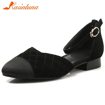 

KARINLUNA Brand New On Sale Female Mixed Color Office Summer Flats Buckle Strap Round Toe Low Heel Flats Women Shoes Woman