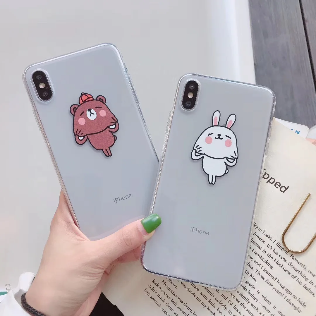 INS Корея милый мультфильм Забавный медведь чехол для телефона с кроликом iphone Xs MAX