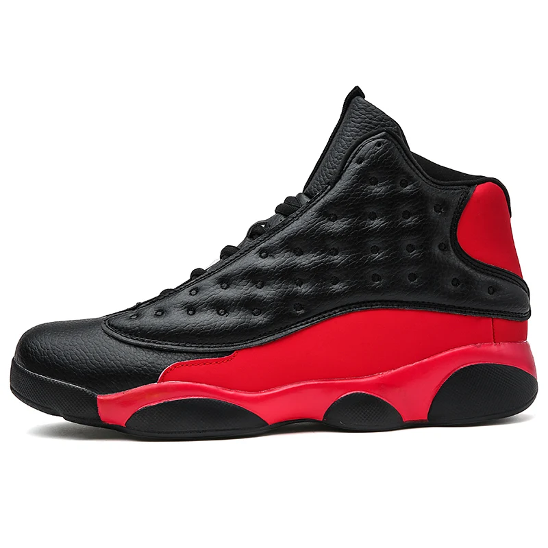 Баскетбольная обувь, спортивная обувь с высоким берцем, спортивная обувь, ботильоны, уличные мужские кроссовки, спортивная обувь - Color: Black red