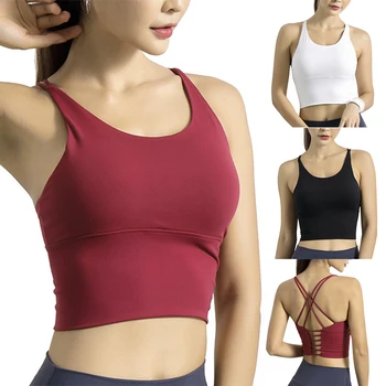 

Women Cute Yoga Sports Bra Strappy Workout Clothes Bra Tops Vest No Steel Ring SDFA88