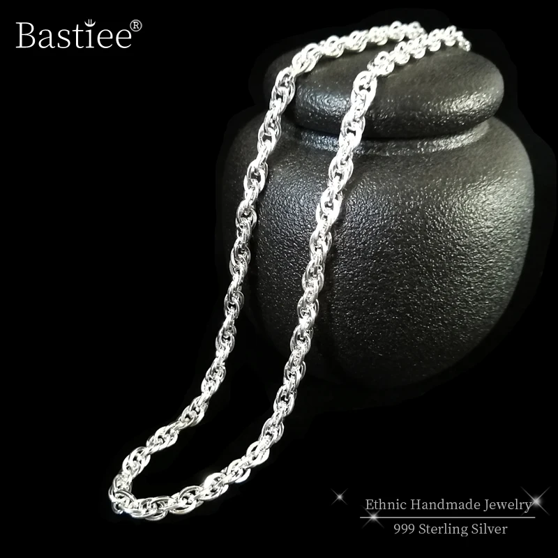 999 Sterling Silver Necklace Men 