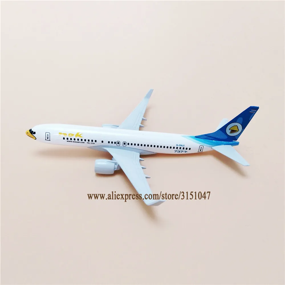 Nok Air Thailand Boeing 737 G-OXLC White Airplane 16cm DieCast Plane Model 