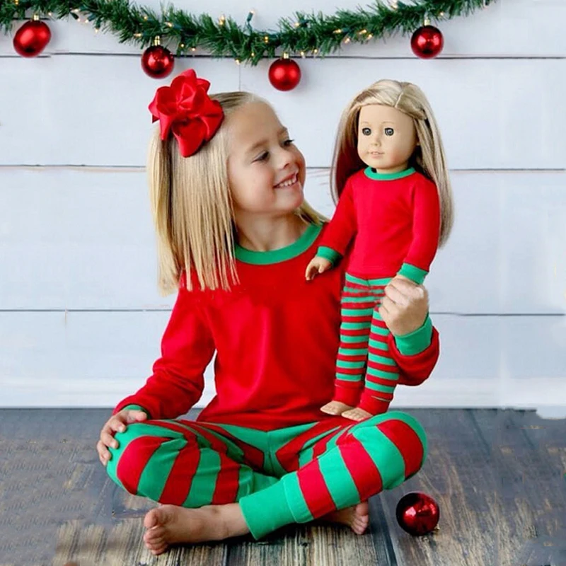 Рождественский пижамный комплект для мальчиков и девочек, одежда для сна в полоску, одежда для сна, домашняя одежда, рождественские детские пижамы, комплект одежды