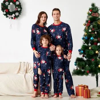 

New Christmas Pajamas Set Children Clothing Christmas Family Parent-child Suit Printing Home Service Cotton Soft 2-piece Pajamas