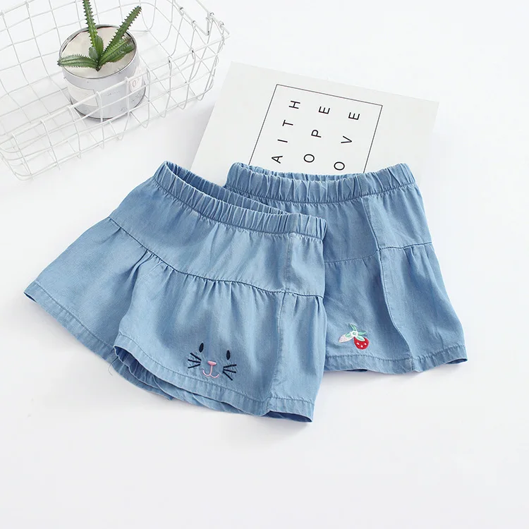 

Can Pick Code a Generation of Fat 2019 Summer New Style Korean-style Girls Embroidered Cat Strawberry Tencel Denim Shorts