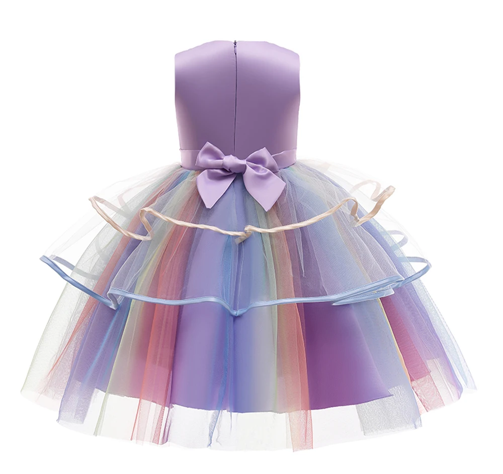 Christmas Girl Rainbow Unicorn Dress Kids Birthday Party Fancy Costume For Girls Wedding Party Baby Clothes Children Outfit boutique baby dresses