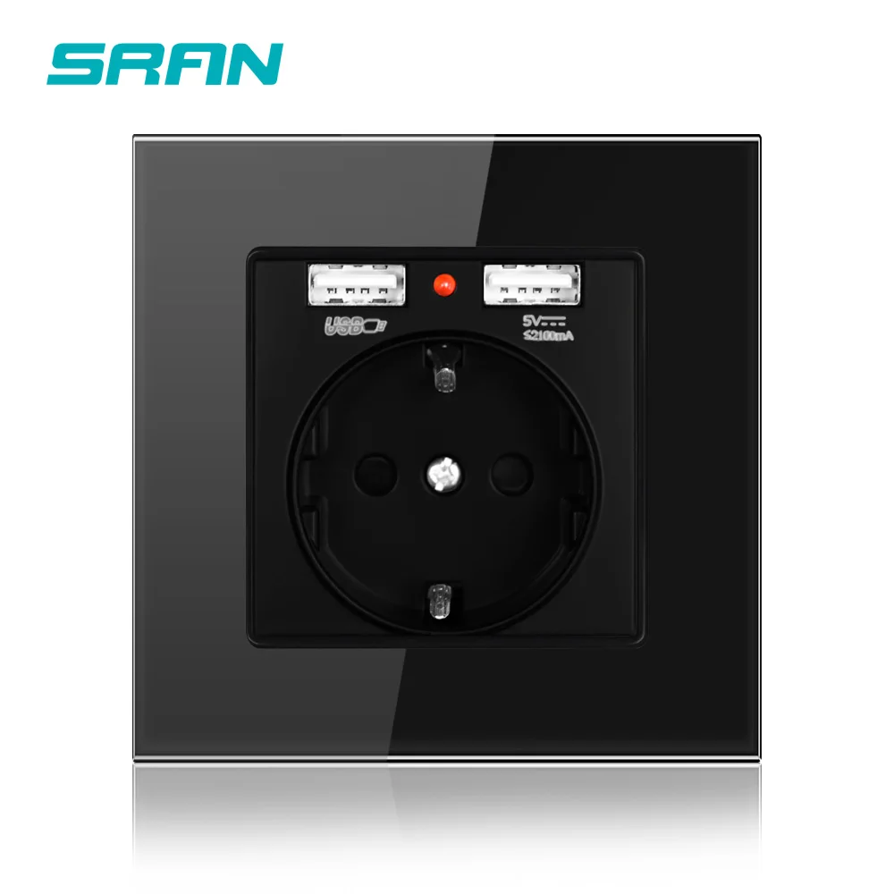 Европейская розетка SRAN с Usb портом для зарядки электрическая прозрачной