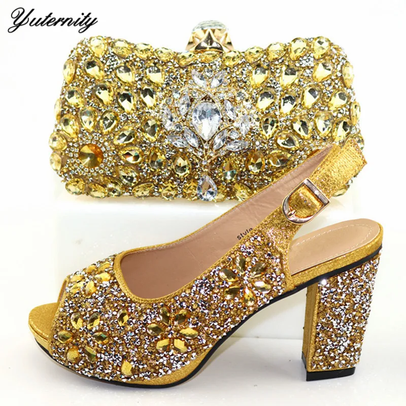 

Spring Pretty Italy High Heels Shoes And Bags To Match Set 2020 New Arrival Sandals Woman Shoes And Bag Set For Wedding On Sale