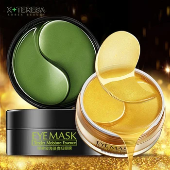 

24K Gold Eye Patches 60PCS Crystal Collagen Seaweed Moisturizing Hydrating Eye Mask Dark Circle Remover Korean Skin Care Mask