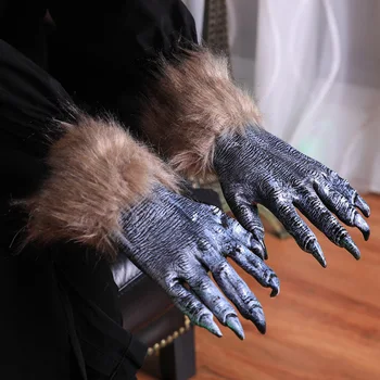 

Newly Halloween Simulation Werewolf Gloves Horrific Imitation Wolf Claw Costume Accessory Gloves VA88