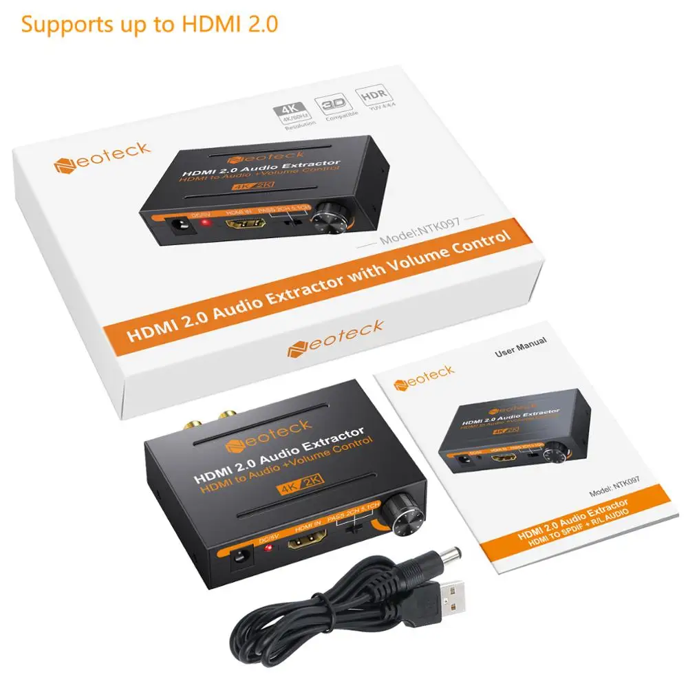 LiNKFOR 4K Ultra HD 3D HDMI 2 0 Audio Extractor Splitter HDMI to Optical TOSLINK SPDIF 3 5mm Headphone Stereo Audio Converter