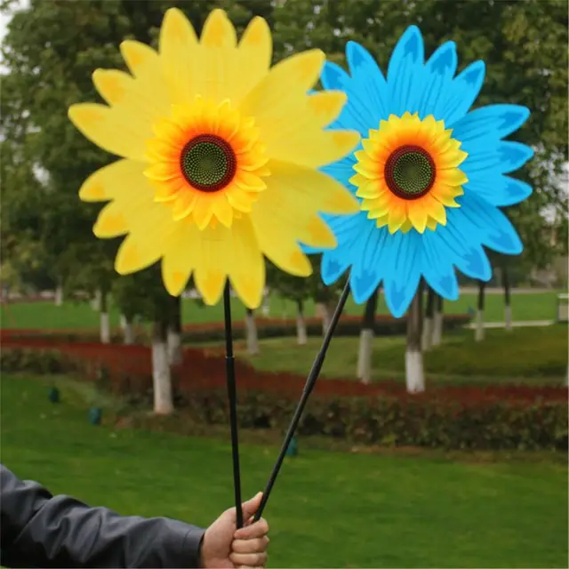 28"Funny Child DIY Colorful Sunflower Windmill Toy Children Outdoor Activities Toy Garden Decor Gift For Kids 1