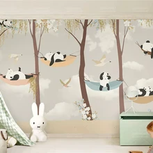 Пользовательские Модные Зеленые стерео обои дети классический панда фон papel де parede обои для стен behang