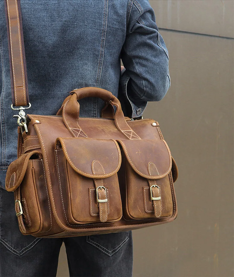 Cow Shoulder Messenger Bag Office Handbag Vintage Crazy Horse Genuine Leather Men Briefcase 15inch Laptop Business Tote 4 H8031a9c1d8d14bf3bc0f61bfea0172a3c