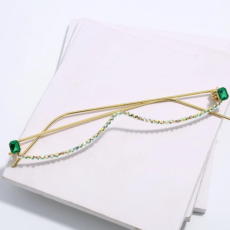 Модная оправа для очков с бриллиантами женщин роскошные Полуободковые очки