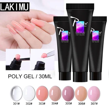 

LAKIMU Extention Acrylic Gel Clear Crystal Jelly Effect Nail Gel Varnish Soak Off UV Quick Building Polygel Nail Art Blossom Gel