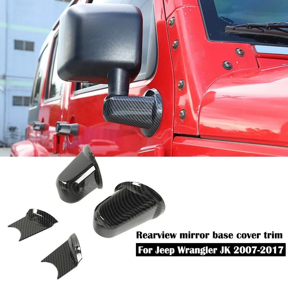 Rearview mirror base cover trim decoration For Jeep Wrangler JK JKU Carbon Fiber
