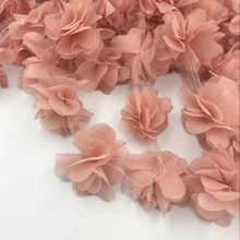 24 шт. цветы 3D шифон кластер Цветы Кружева платье украшения кружевная ткань аппликация отделка Швейные принадлежности