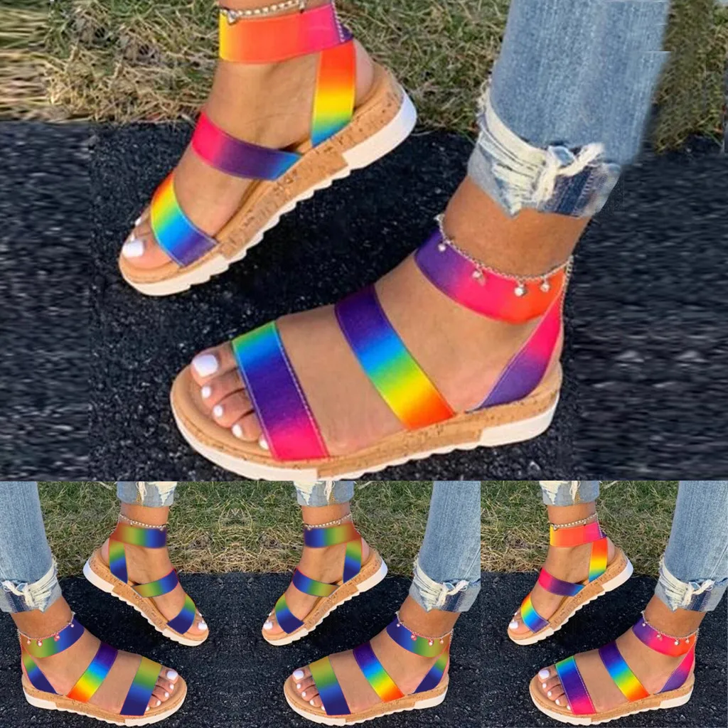 Womens Sandals Open Toe Thick Bottom Mujer 2020 Female Flat Flip Flops Weaving Slippers Beach Shoe Platform Sandalias*3 | Обувь