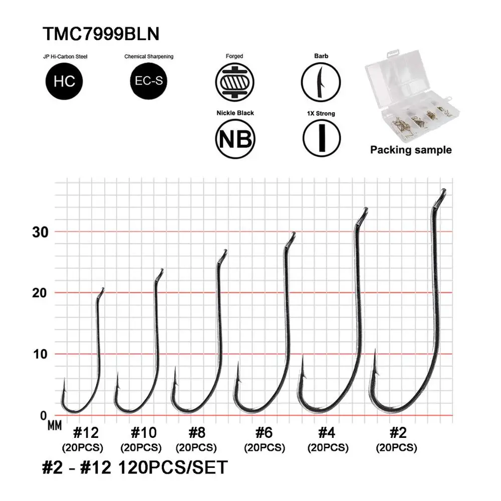 eupheng-–-hamecon-de-peche-a-la-mouche-en-nickel-noir-a-tete-en-acier-a-boucle-fuselee-120-pieces