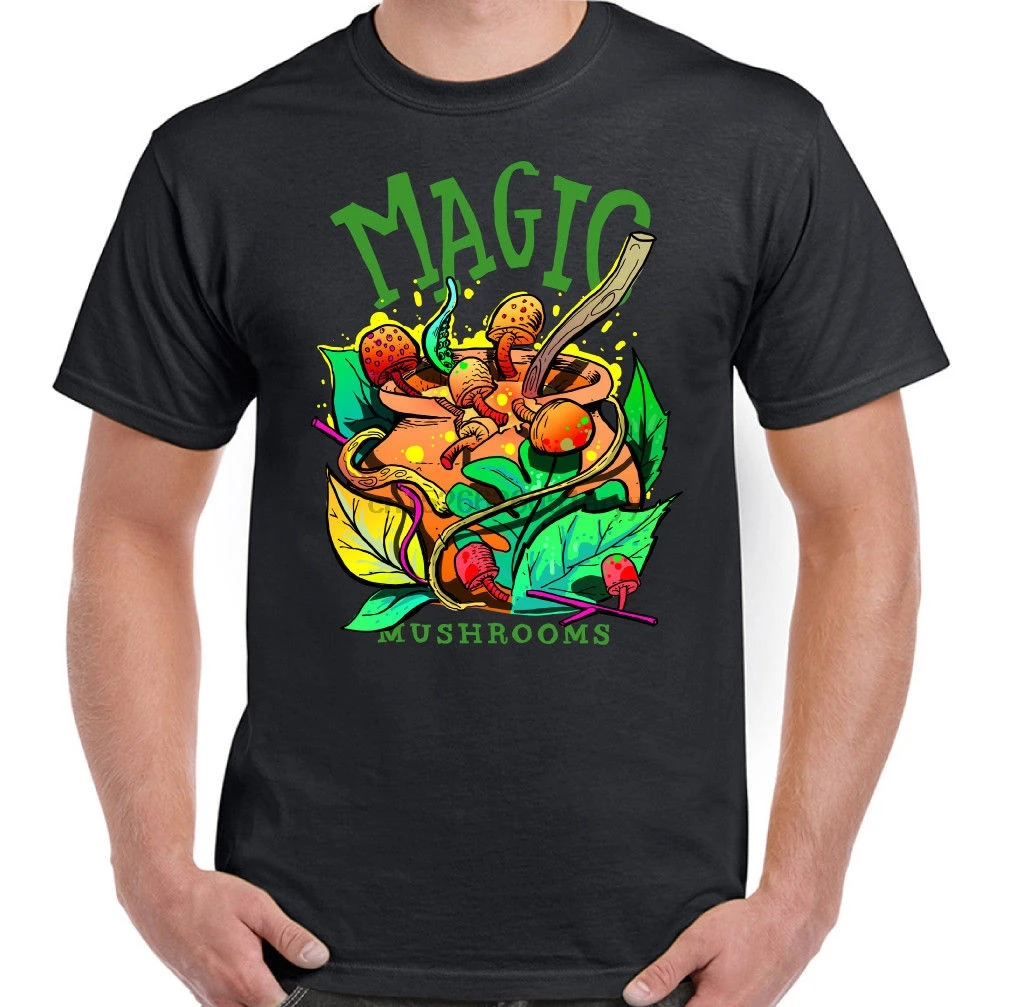 Magic Mushrooms Mens Funny LSD T-Shirt Psychedelic Glastonbury Festival Leeds Men Cotton 100% top tee |