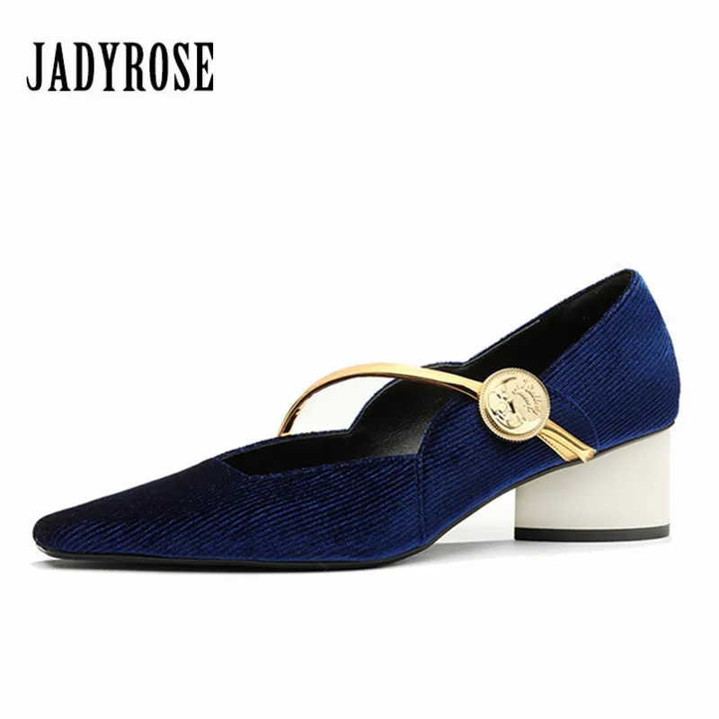 

Jady Rose Sexy Blue Corduroy Women Pumps Designer High Heels Mary Janes Prom Dress Shoes Woman Valentine Shoes Stiletto